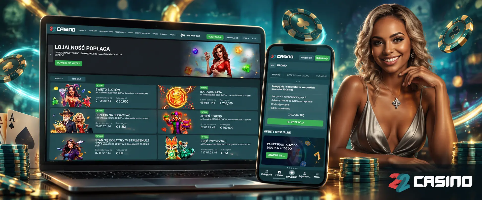 Mobilna wersja i aplikacja 22Casino